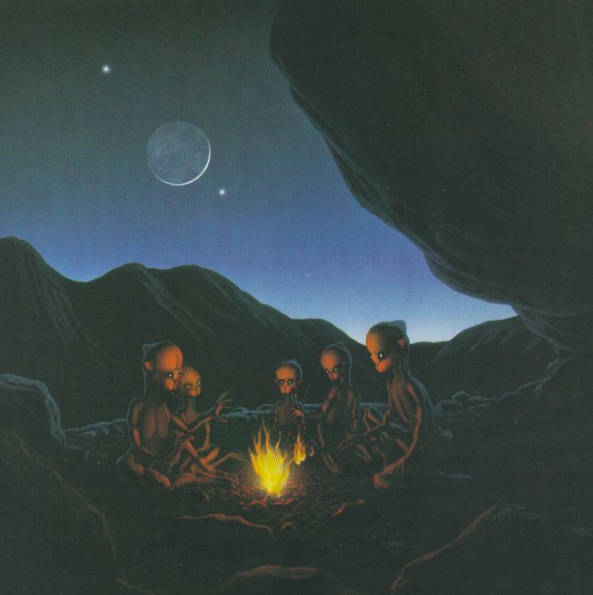 aliens around campfire (Schaller)